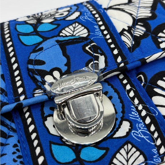 Vera Bradley Blue and Black Floral Clutch Wristlet Wallet - Picture 2 of 5